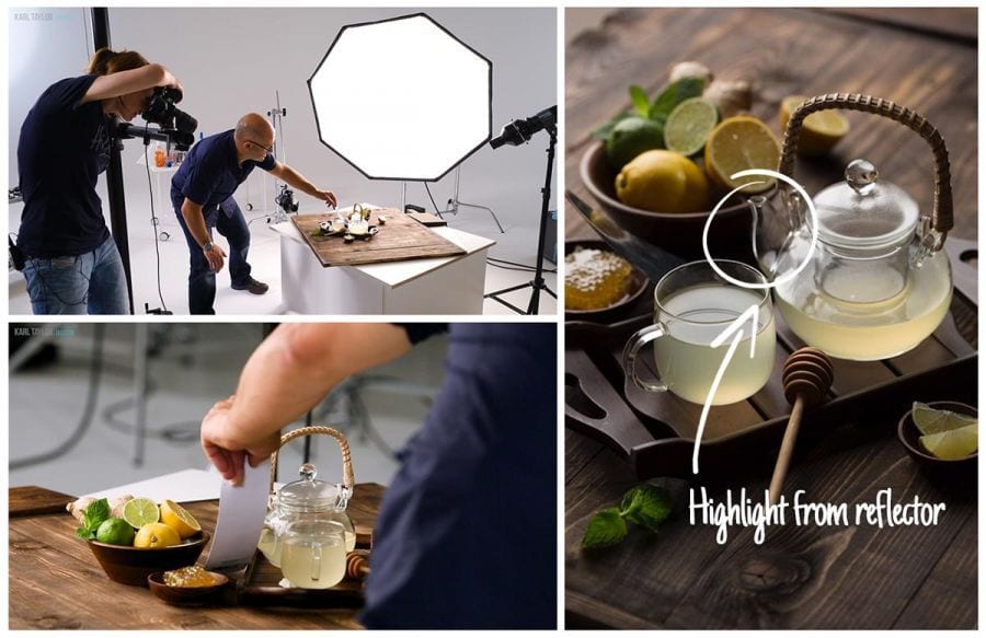 Using reflectors for food photography
