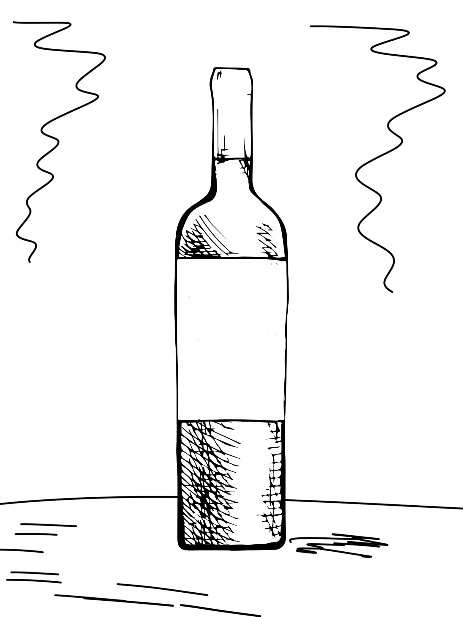 Wine bottle sketch for photography brief