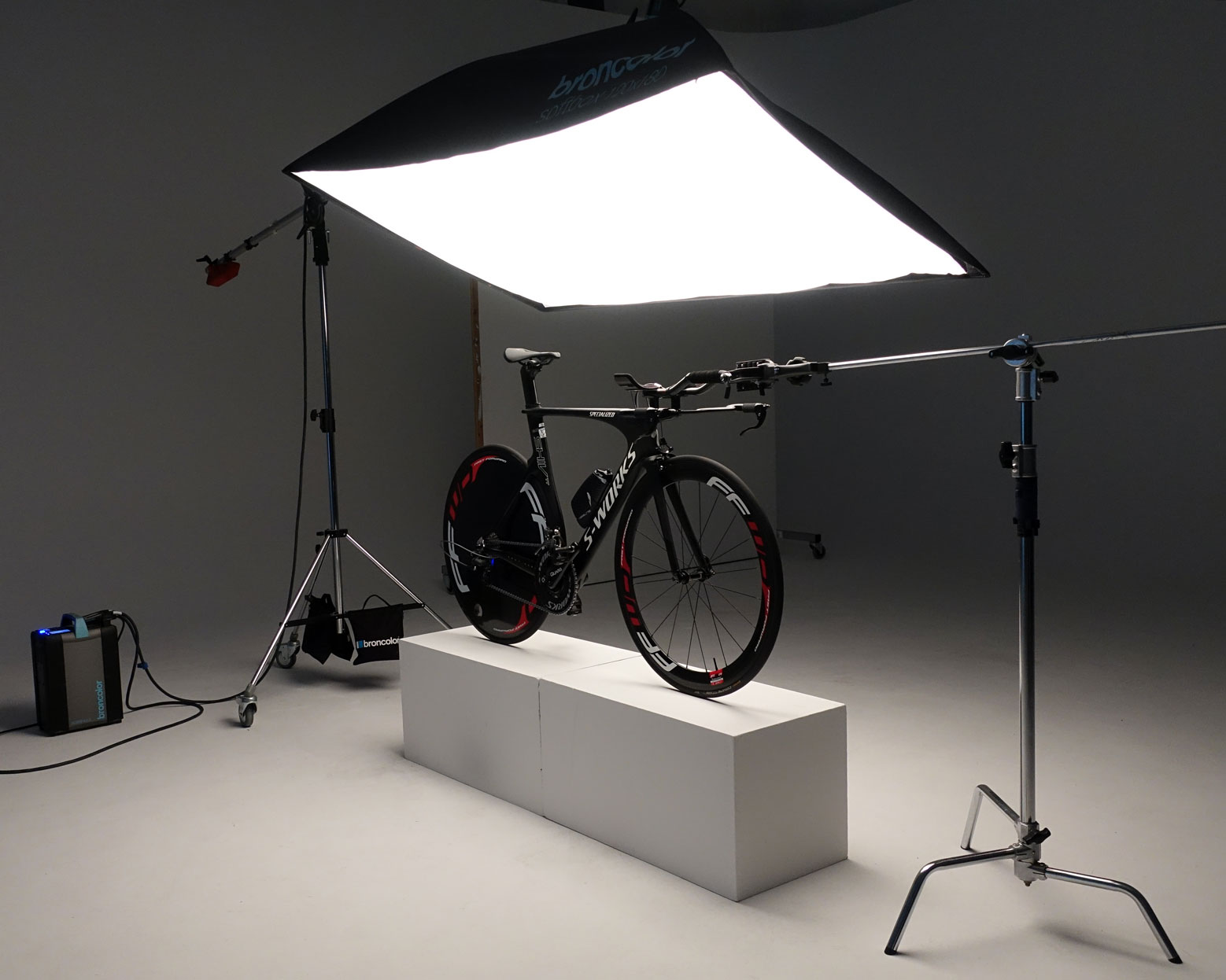 Bicycle fixed in position for product shoot