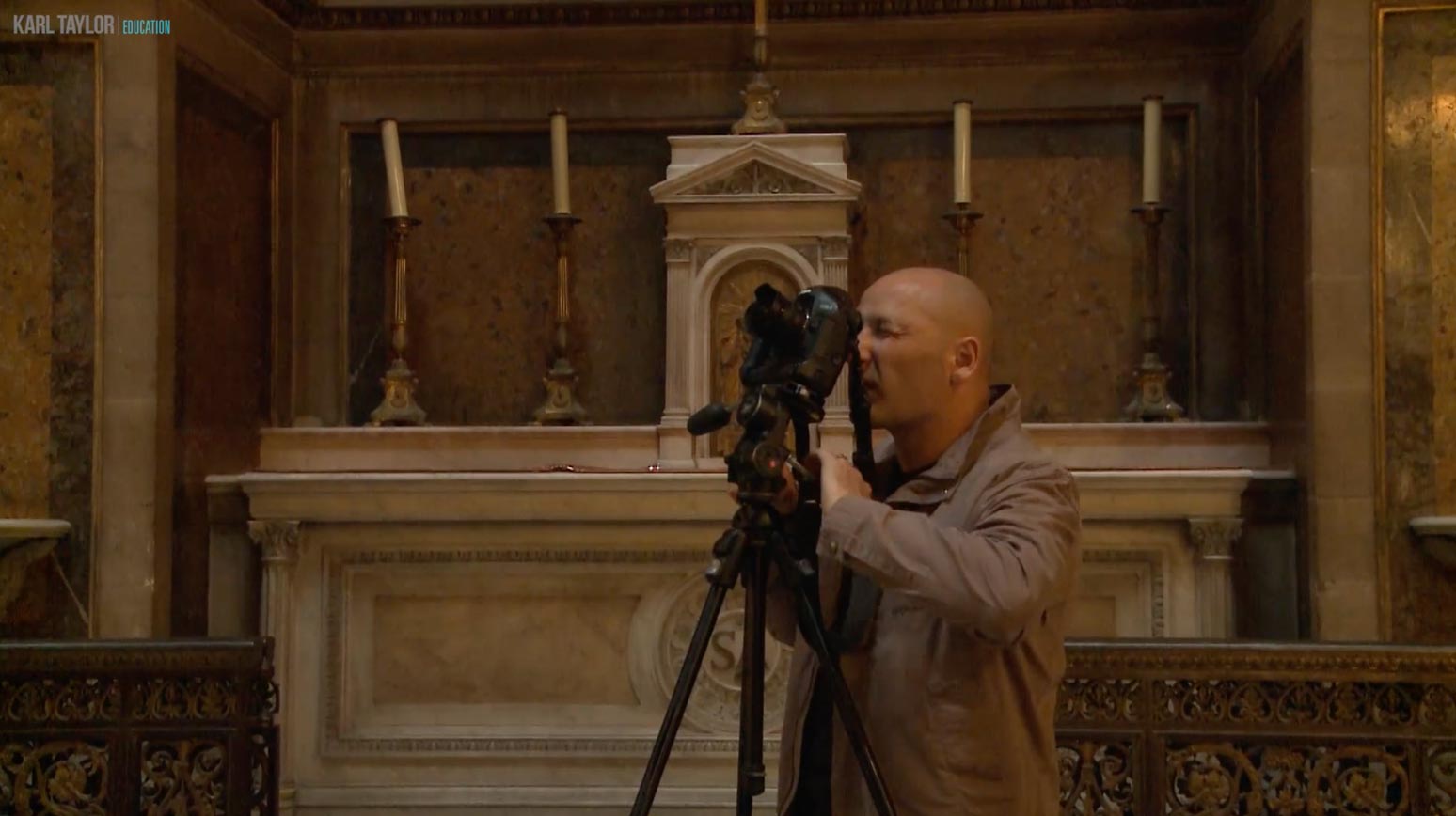 Karl using a tripod for photography architecture