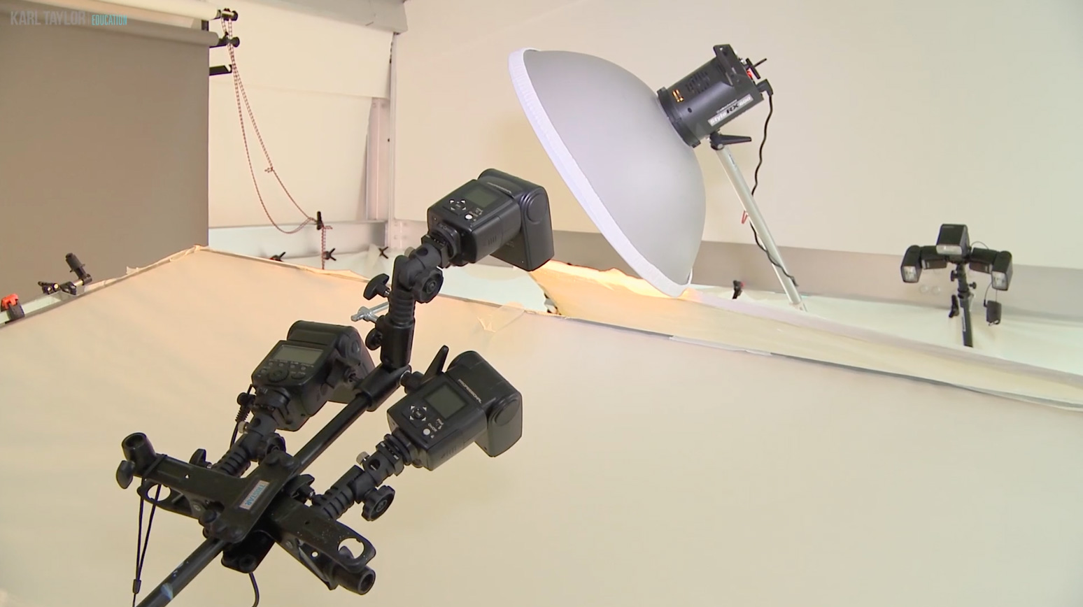Speedlights used in conjunction with strobes