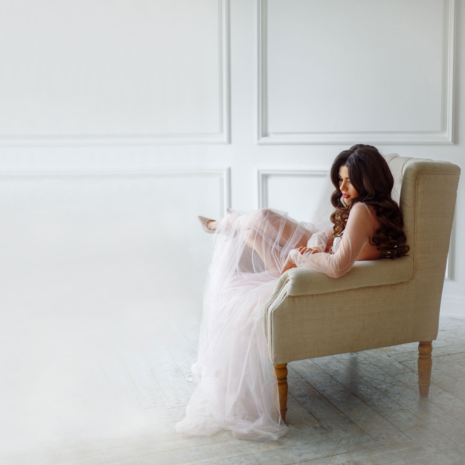 Bride in chair boudoir image