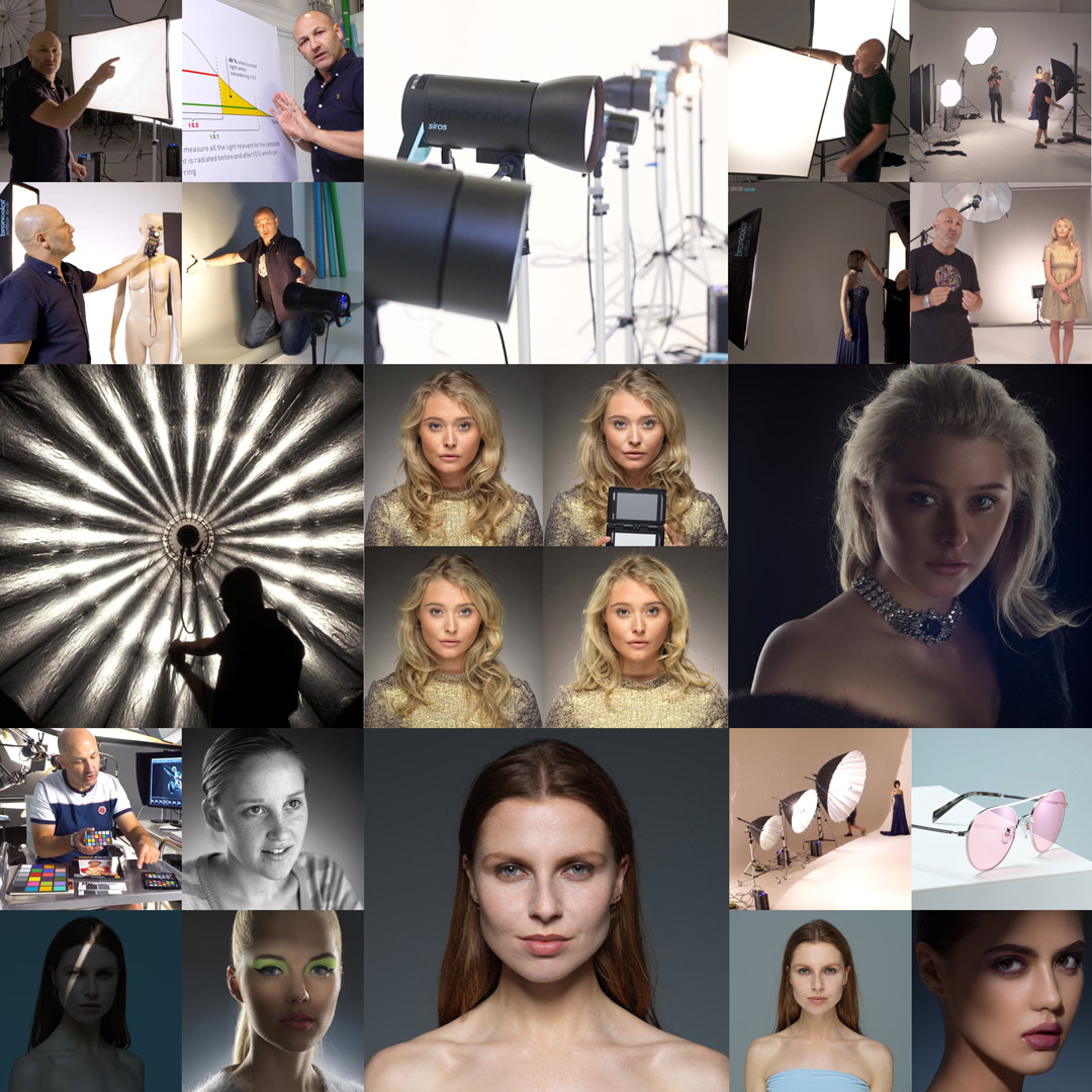 montage of photography lighting class thumbnails