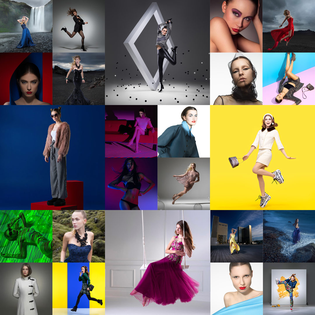 montage of fashion photography class thumbnails