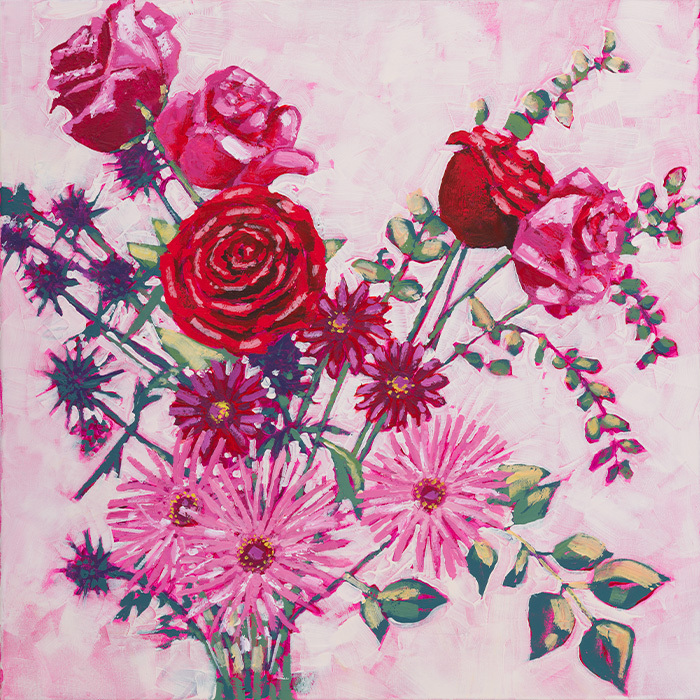 Acrylic Flowers in a vase – Part 5 – Painting